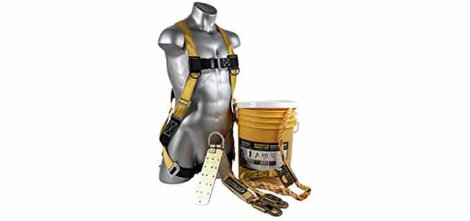 Guardian Fall Protection (Qualcraft) 00815 BOS-T50 Bucket of Safe-Tie with Temper Anchor, 50-Foot Vertical Lifeline Assembly and HUV