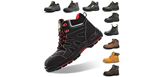 SAFEYEAR Men's SAFETOE Composite Toe Work Boots for Men - Industrial And Construction Work Shoes